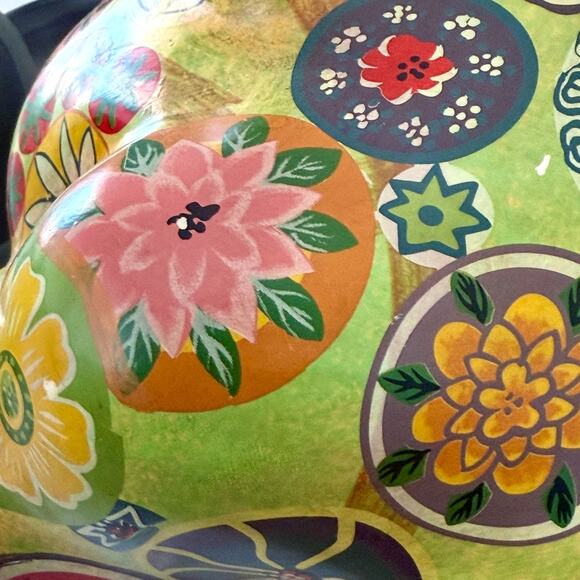 Vintage 1960s Mexican Piggy Bank Handpainted Boho Decor Ceramic Large Pig - Picture 10 of 11